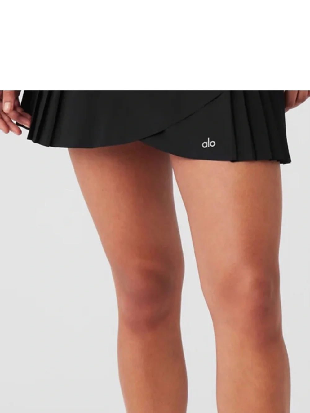 ALO Yoga Black Pleated Wrap Mini Skirt